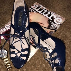 NEW!!! Navy blue patent strappy heels
